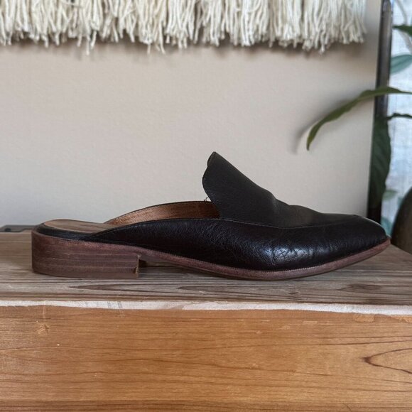 Madewell The Frances Black Leather Almond Toe Slip On Flat Loafer Mule Size 8.5 - Picture 8 of 15